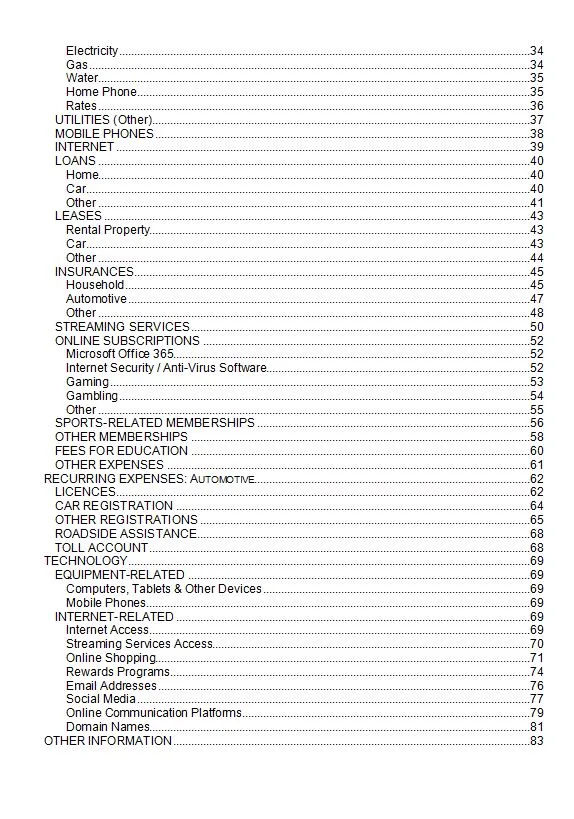 Carers Handbook Table of Contents - Page 2