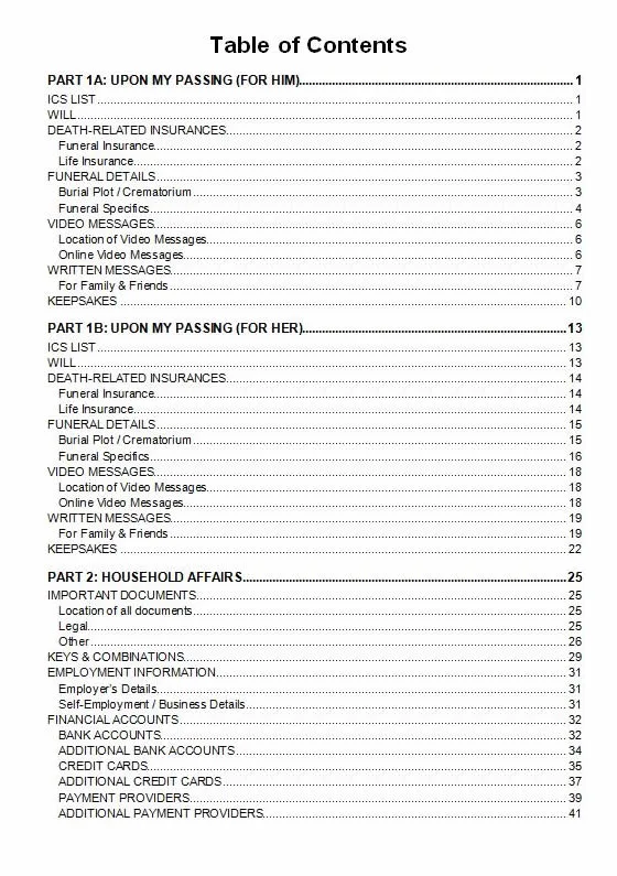 Couples Handbook Table of Contents - Page 1