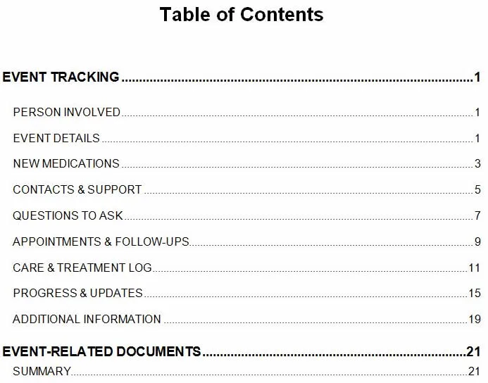 Event Tracking Module: Table of Contents
