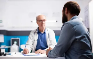 Man discussing prostate health and prostate cancer concerns with his GP