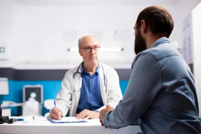 Man discussing prostate health and prostate cancer concerns with his GP