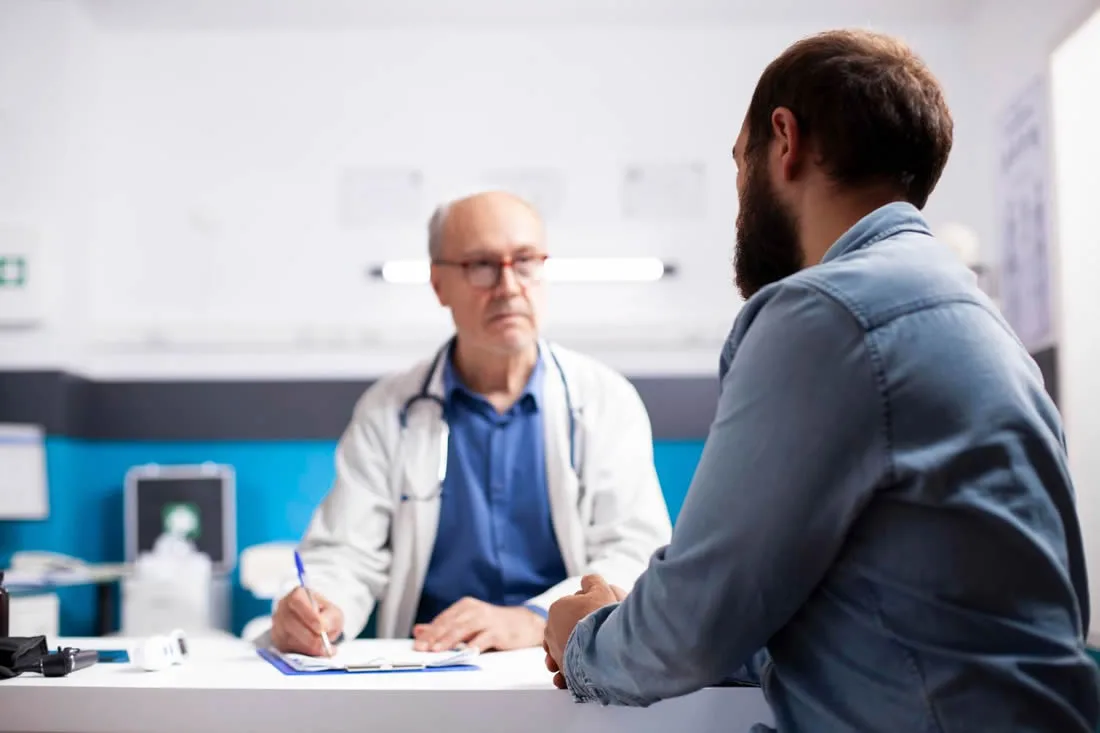 Man discussing prostate health and prostate cancer concerns with his GP